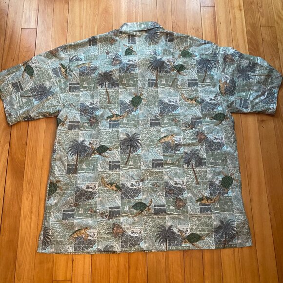 Tori Richard Men's Hawaiian Button Down Shirt Turtle Palm Tree Print Size XL H13 - Picture 2 of 5